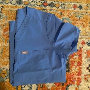 Catarina One Pocket FIGS Scrub Top Ceil Blue Size Small